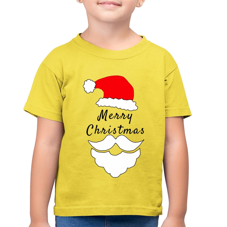 Camiseta Algodão Infantil Merry Christmas - Amarelo Canário