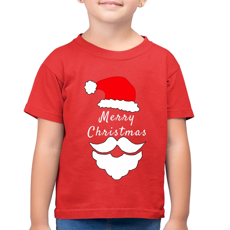 Camiseta Algodão Infantil Merry Christmas - Vermelha
