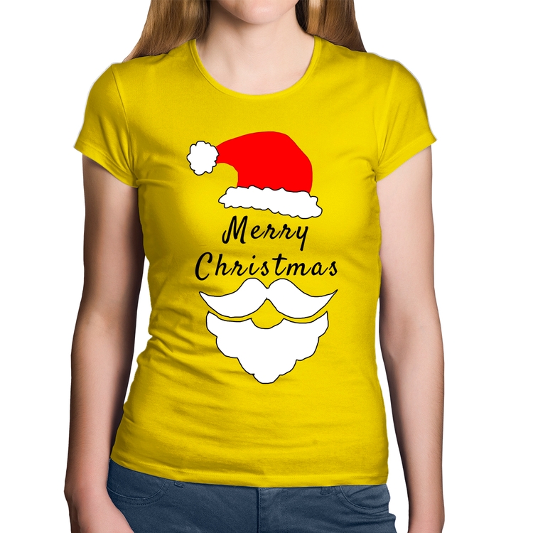 Baby Look Algodão Merry Christmas - Amarela