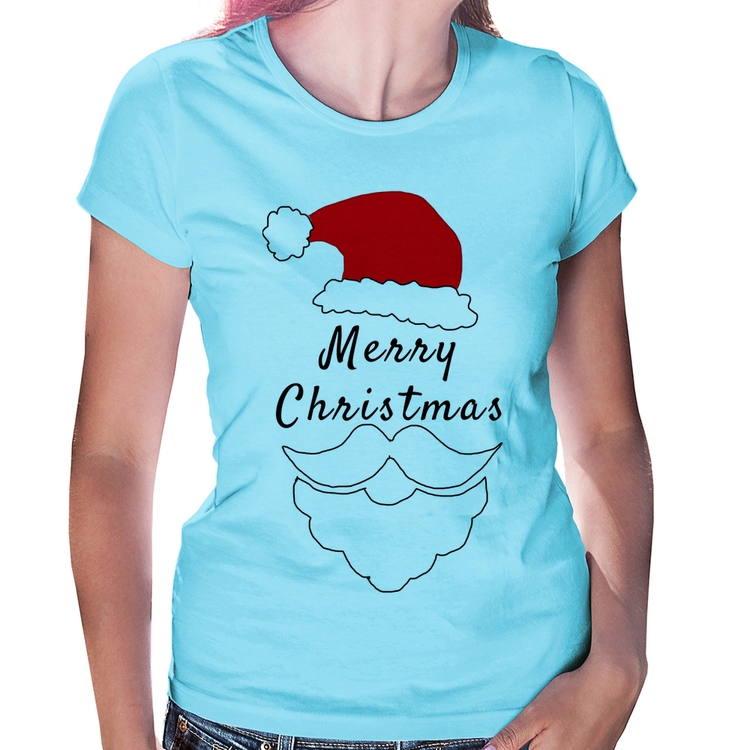 Baby Look Merry Christmas - Azul Bebê