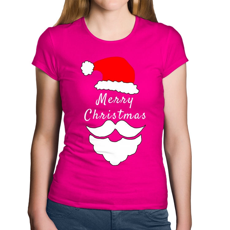 Baby Look Algodão Merry Christmas - Rosa