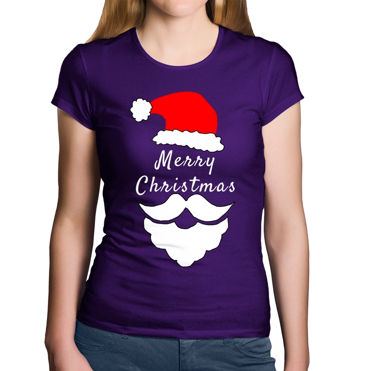 Baby Look Algodão Merry Christmas - Roxa