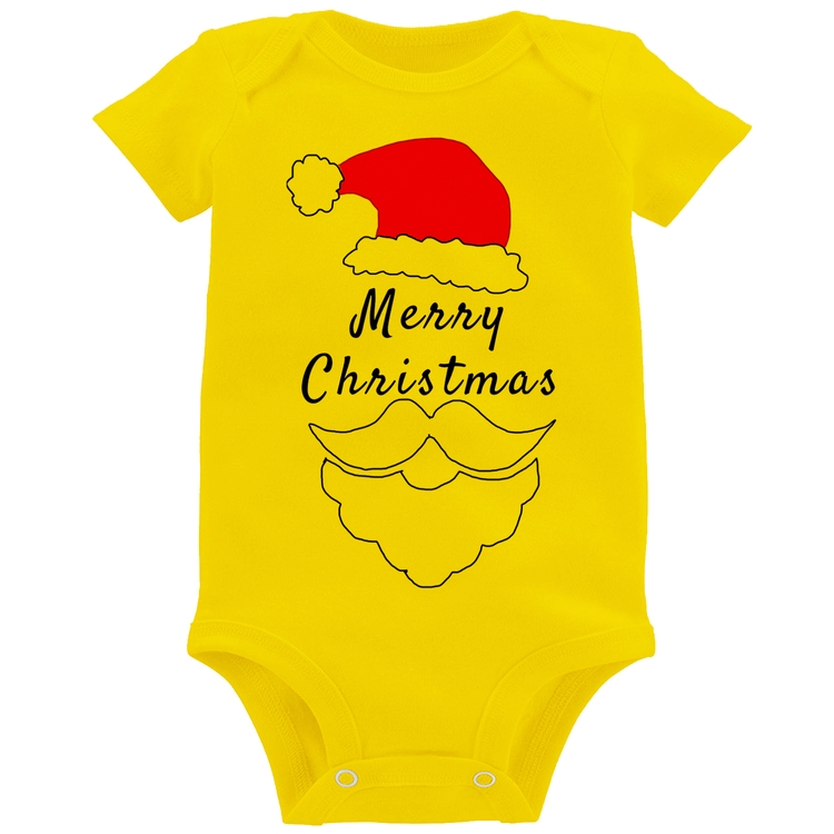 Body Bebê Merry Christmas - Amarelo