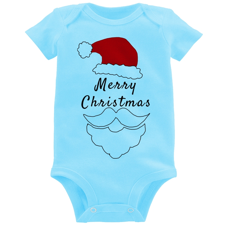 Body Bebê Merry Christmas - Azul Bebê