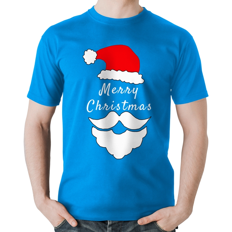 Camiseta Algodão Merry Christmas - Azul