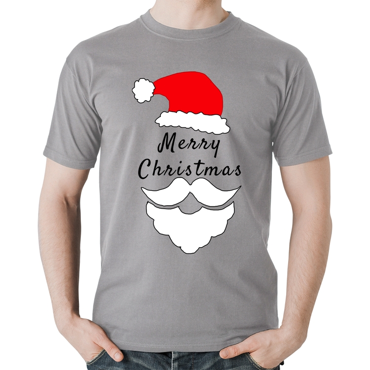 Camiseta Algodão Merry Christmas - Cinza