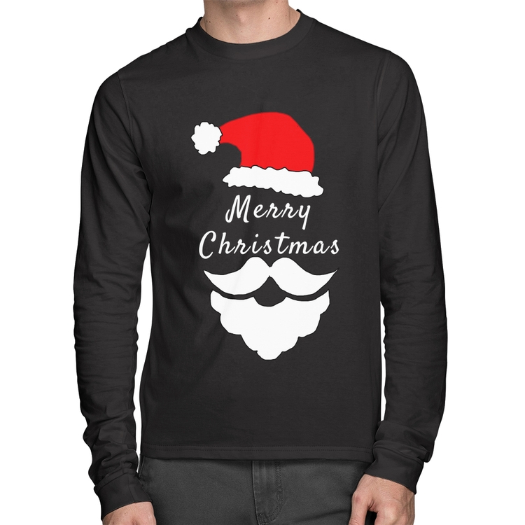 Camiseta Algodão Merry Christmas Manga Longa