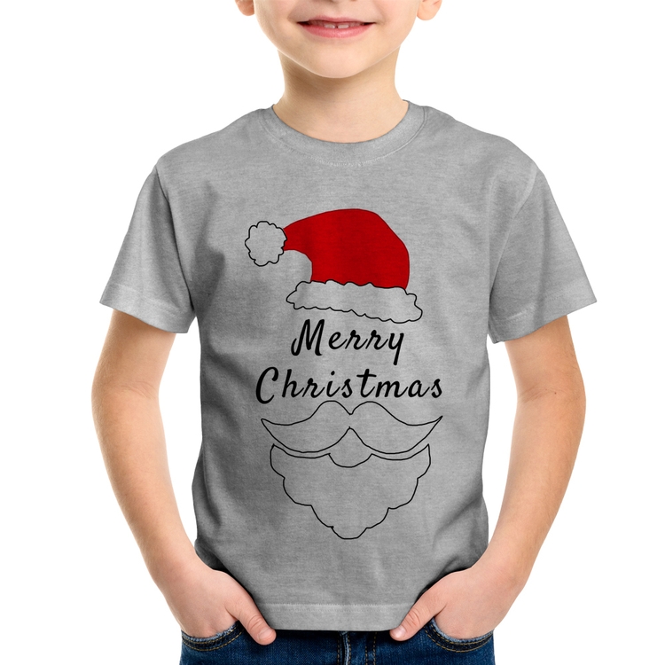 Camiseta Infantil Merry Christmas - Cinza
