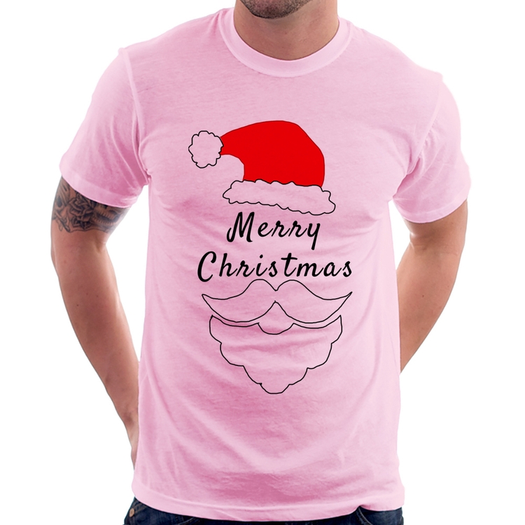 Camiseta Merry Christmas - Rosa Bebê