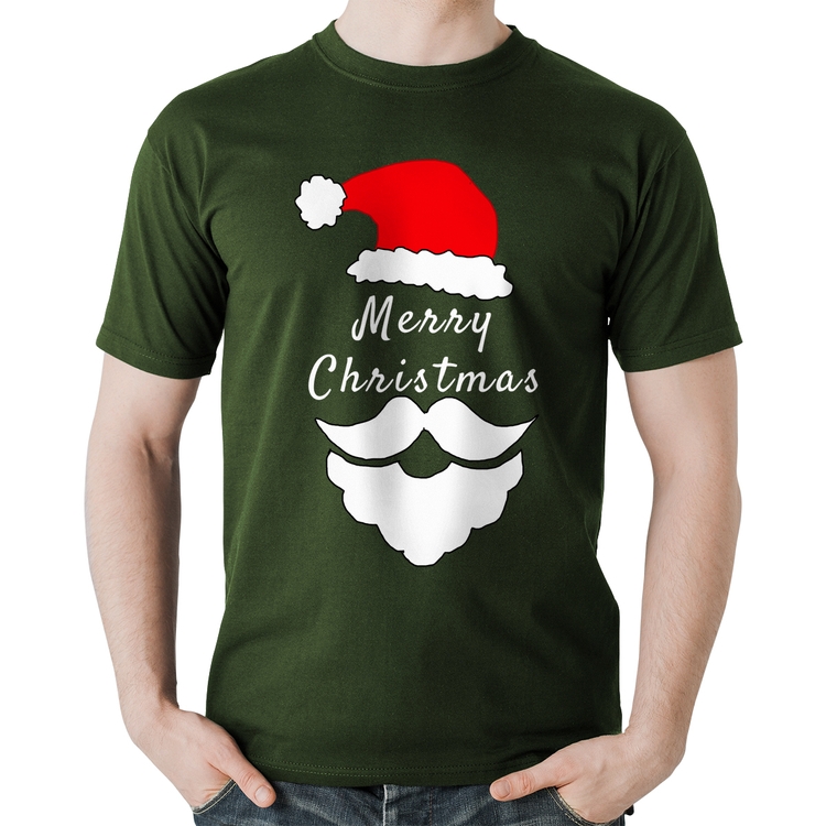 Camiseta Algodão Merry Christmas - Musgo