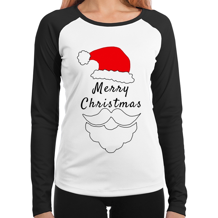 Baby Look Raglan Merry Christmas Manga Longa