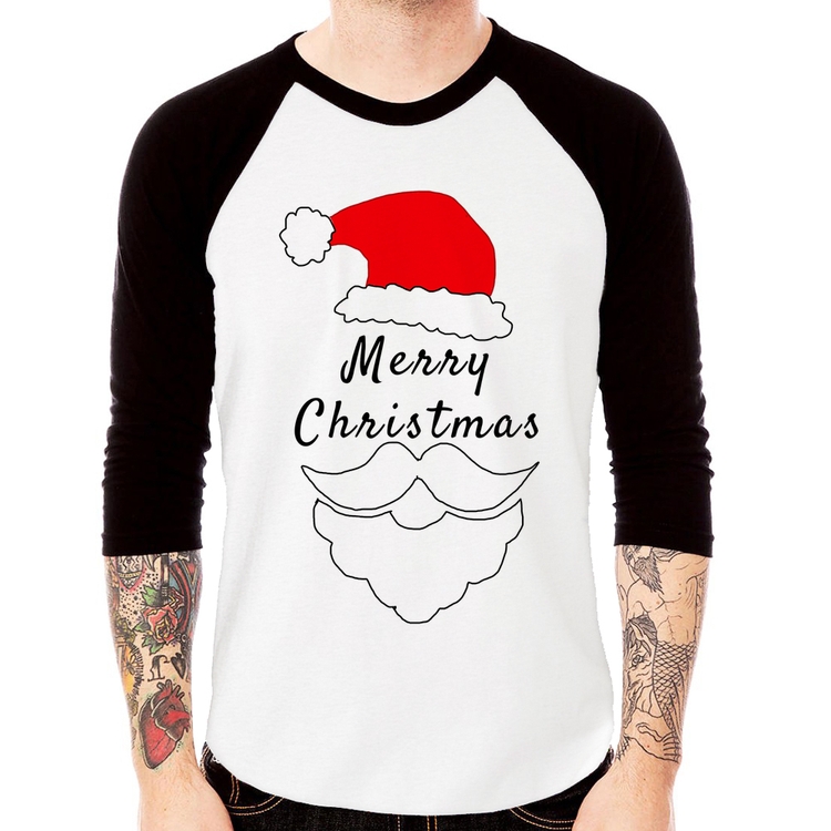 Camiseta Raglan Merry Christmas Manga 3/4
