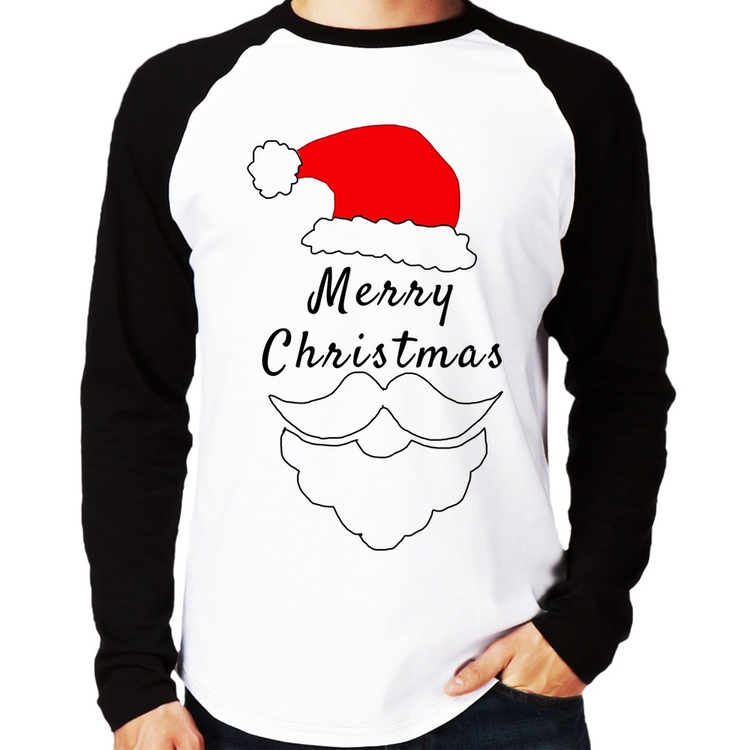 Camiseta Raglan Merry Christmas Manga Longa
