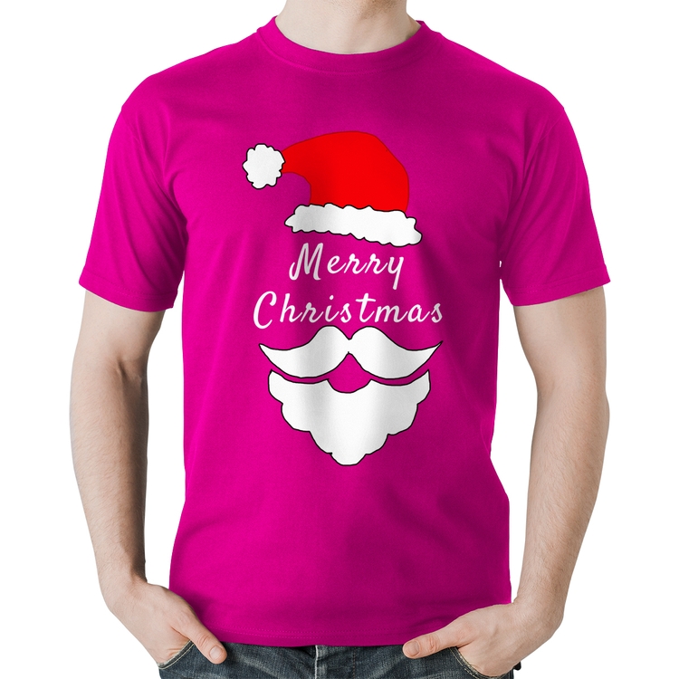 Camiseta Algodão Merry Christmas - Rosa