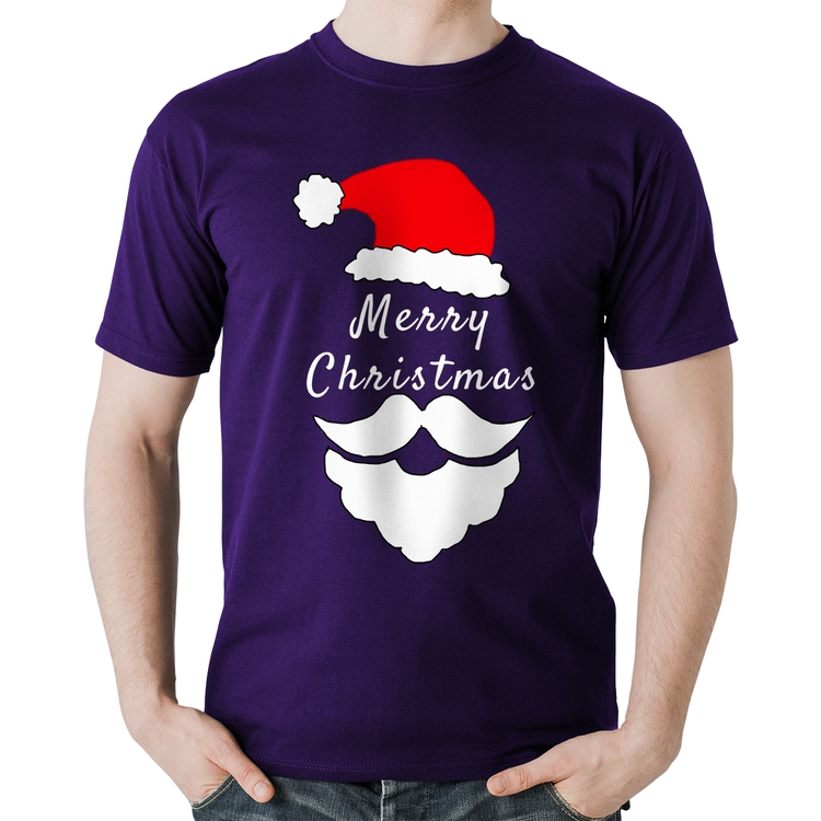 Camiseta Algodão Merry Christmas - Roxa