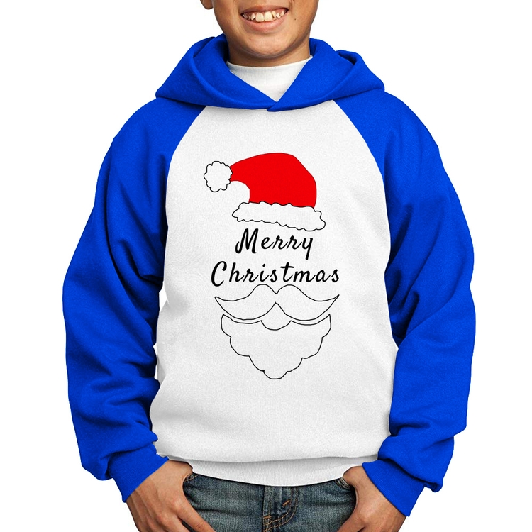 Moletom Infantil Merry Christmas - Branco/Azul
