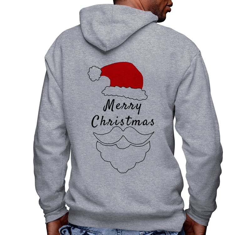 Blusa Moletom Merry Christmas Masculina com Capuz e Zíper - Mescla