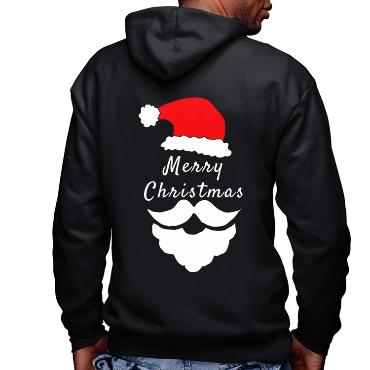 Blusa Moletom Merry Christmas Masculina com Capuz e Zíper