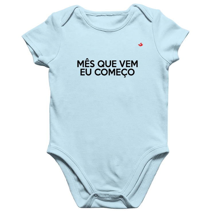 Body Bebê Algodão Mês que vem eu começo - Azul Bebê