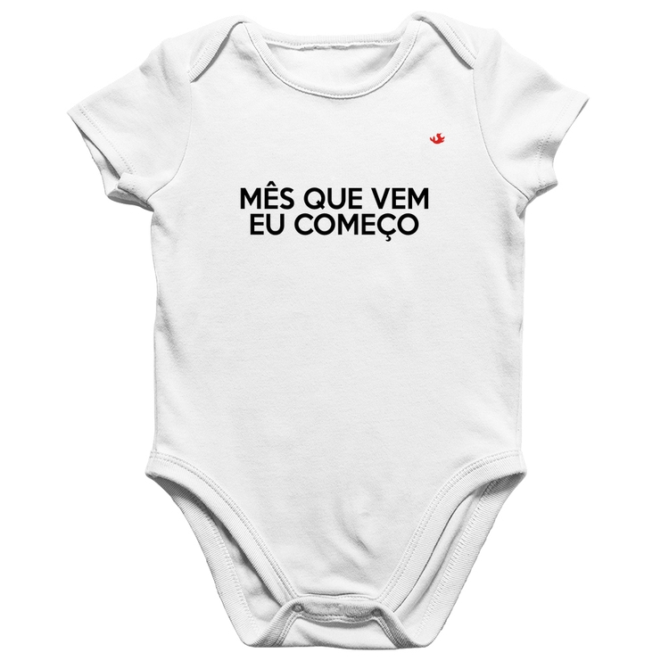 Body Bebê Algodão Mês que vem eu começo - Branco