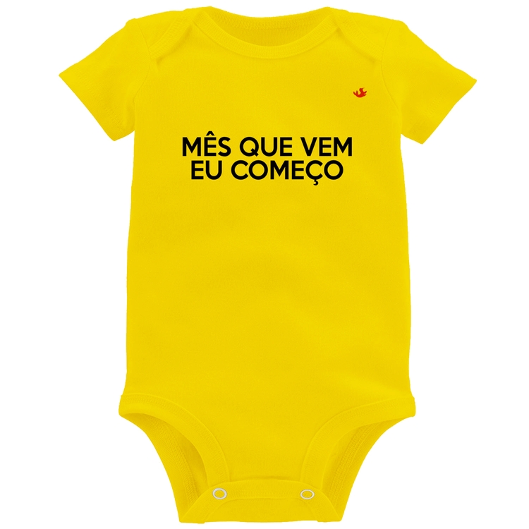 Body Bebê Mês que vem eu começo - Amarelo