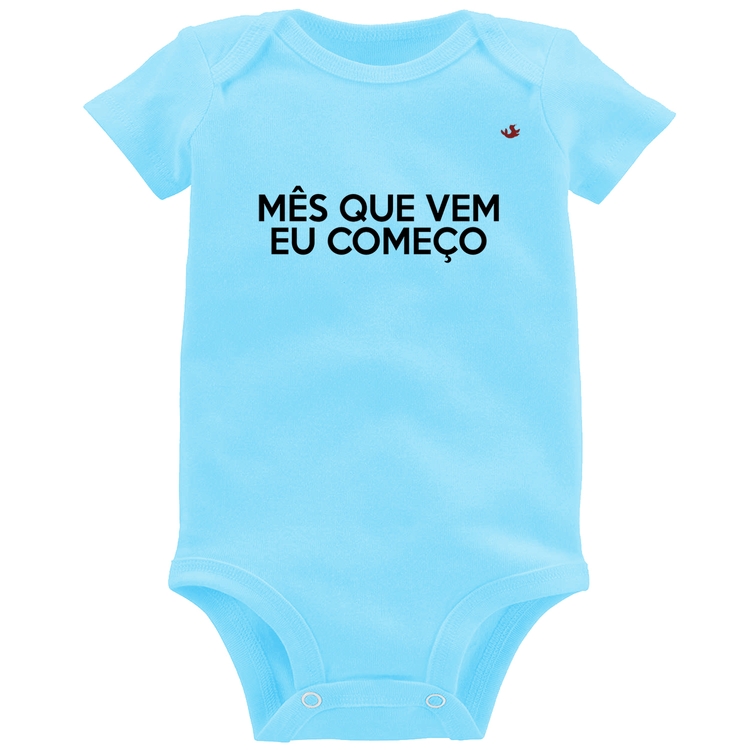 Body Bebê Mês que vem eu começo - Azul Bebê