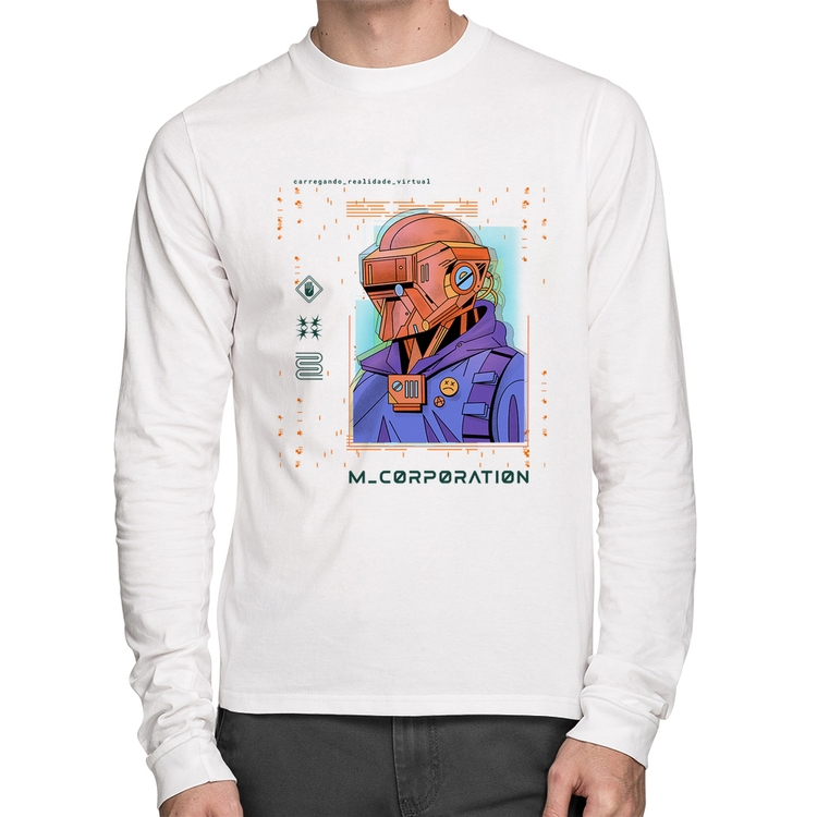 Camiseta Algodão Metaverse Corporation Manga Longa - Branca