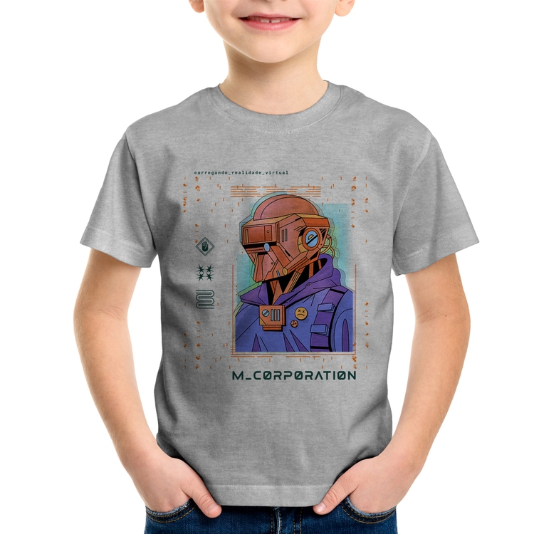 Camiseta Infantil Metaverse Corporation - Cinza