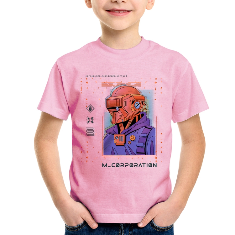 Camiseta Infantil Metaverse Corporation - Rosa Bebê