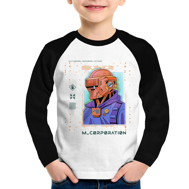 Camiseta Raglan Infantil Metaverse Corporation Manga Longa