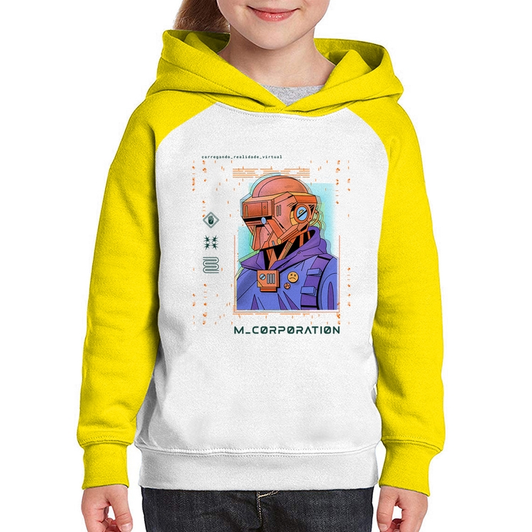 Moletom Infantil Metaverse Corporation - Branco/Amarelo