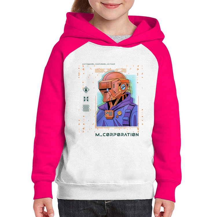 Moletom Infantil Metaverse Corporation - Branco/Rosa