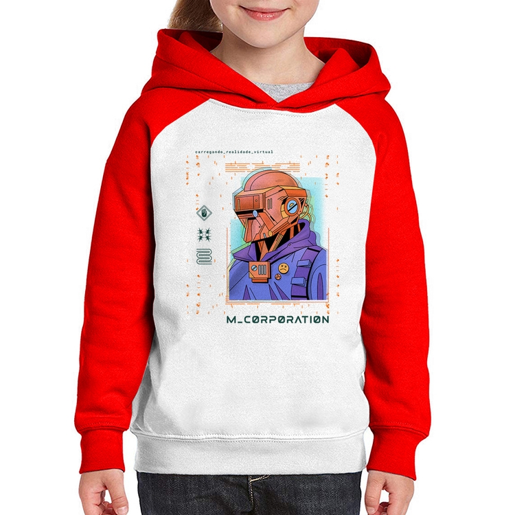 Moletom Infantil Metaverse Corporation - Branco/Vermelho