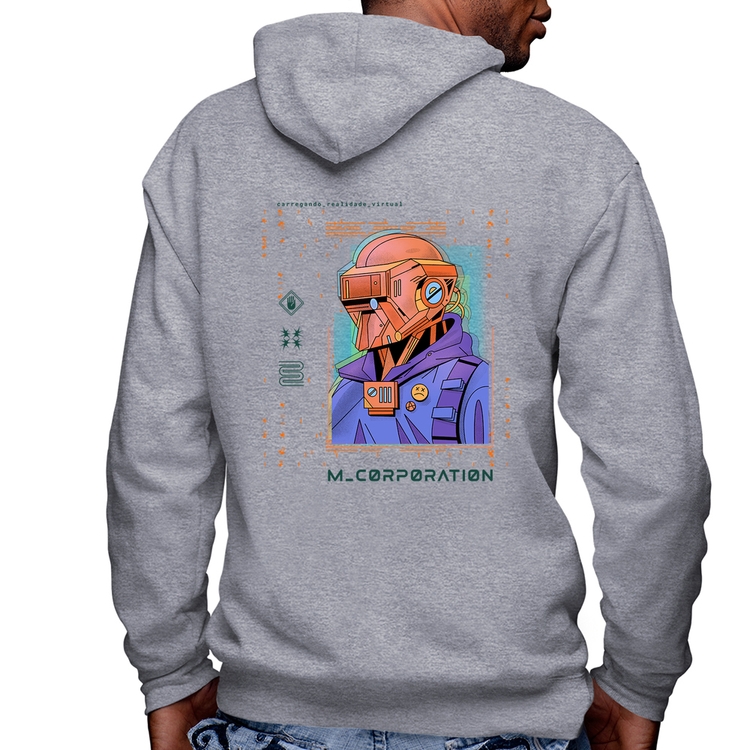 Blusa Moletom Metaverse Corporation Masculina com Capuz e Zíper - Mescla