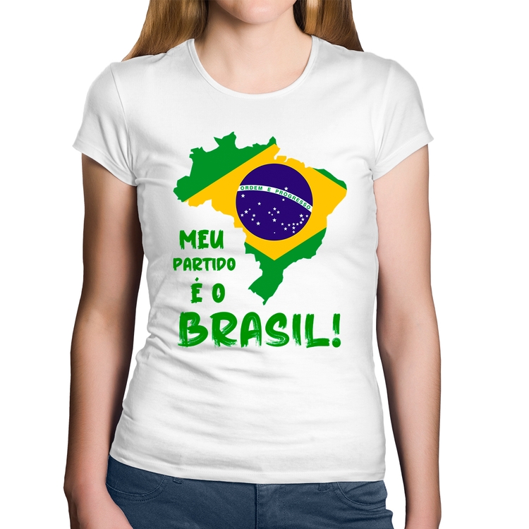 Baby Look Algodão Meu partido é o Brasil - Branca