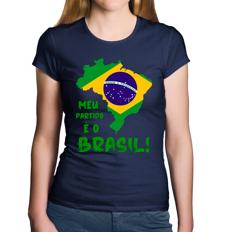 Baby Look Algodão Meu partido é o Brasil - Marinho