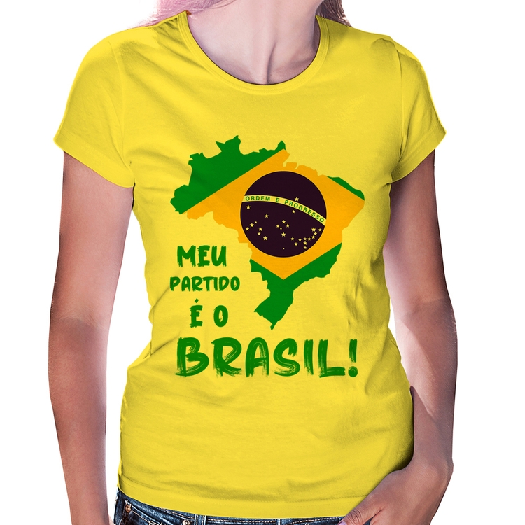Baby Look Meu partido é o Brasil - Amarela