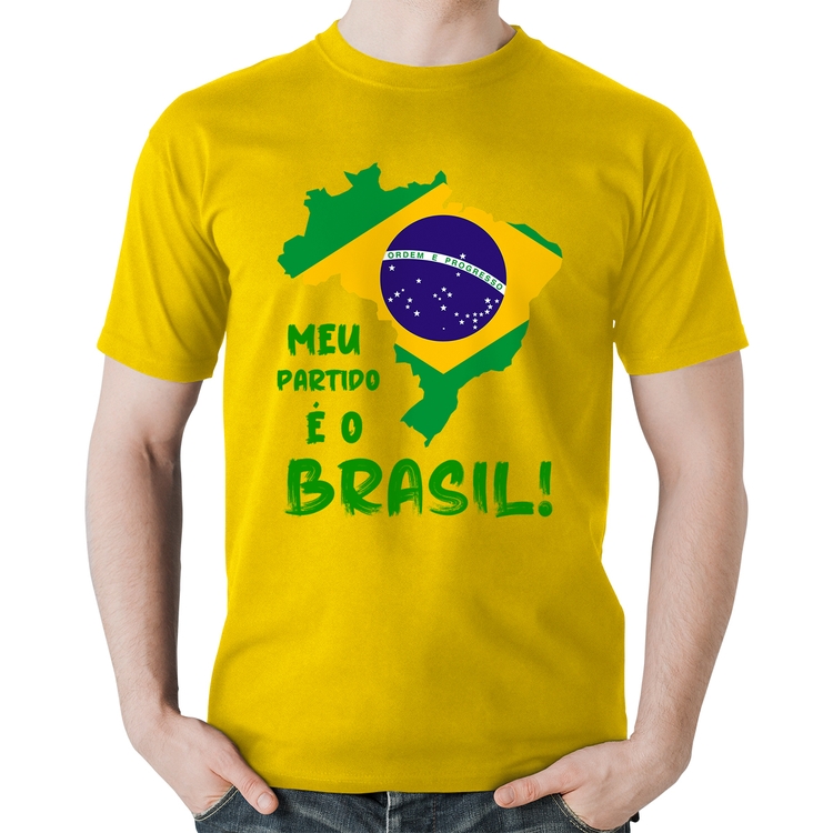 Camiseta Algodão Meu partido é o Brasil - Amarela