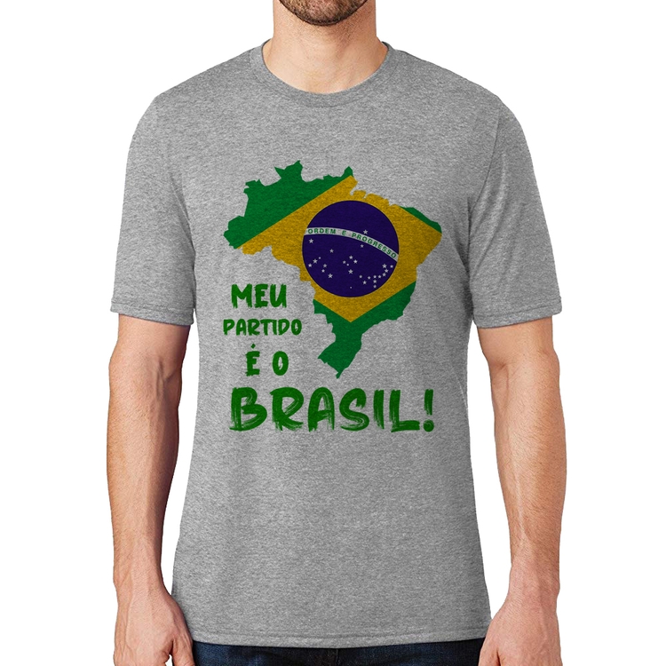 Camiseta Meu partido é o Brasil - Cinza