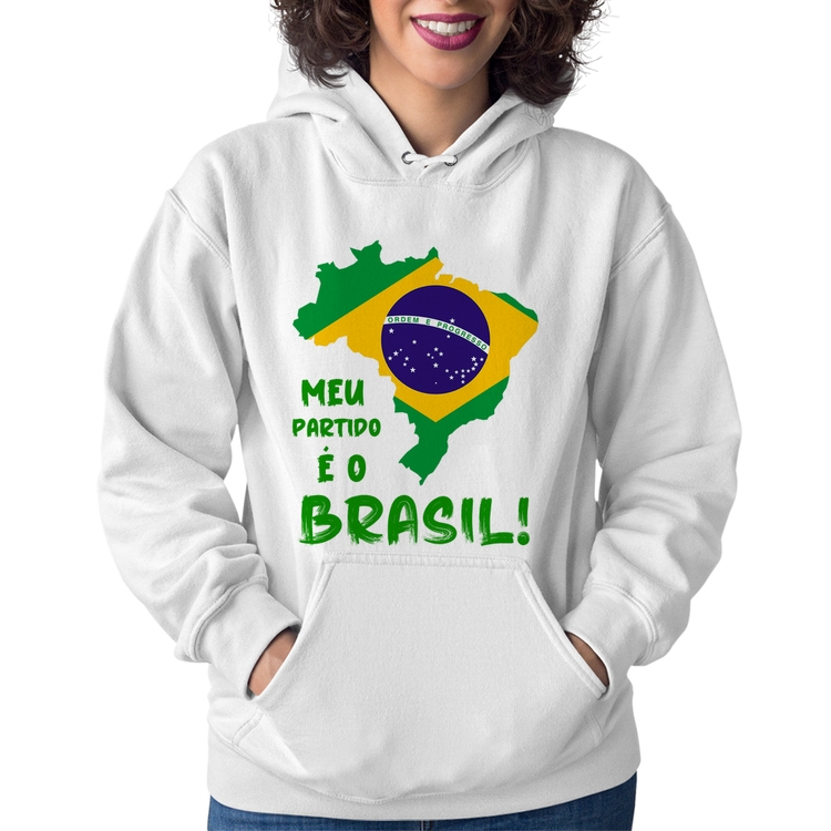 Moletom Feminino Meu partido é o Brasil - Branco