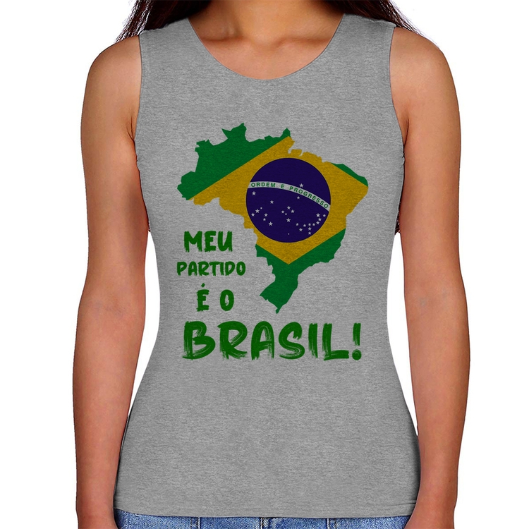 Regata Feminina Meu partido é o Brasil - Cinza