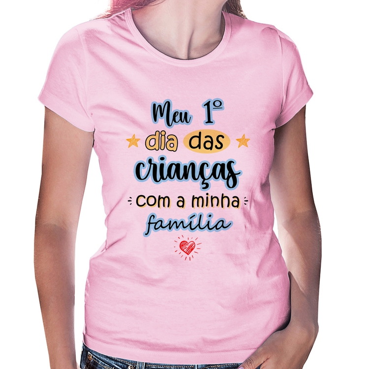 Baby Look Meu primeiro dia das crianças (azul) - Rosa Bebê