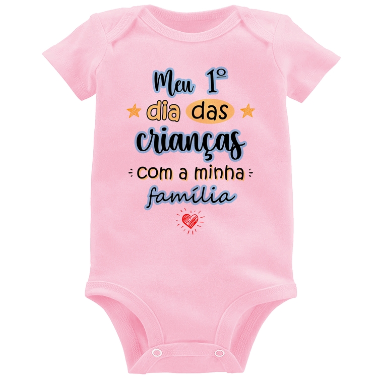Body Bebê Meu primeiro dia das crianças (azul) - Rosa Bebê
