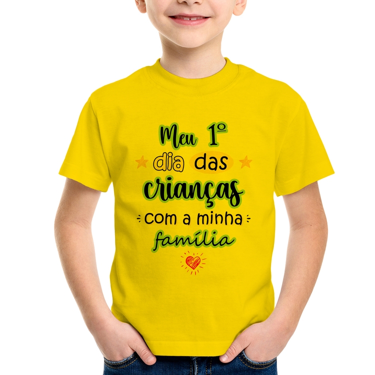 Camiseta Infantil Meu primeiro dia das crianças (azul) - Amarela