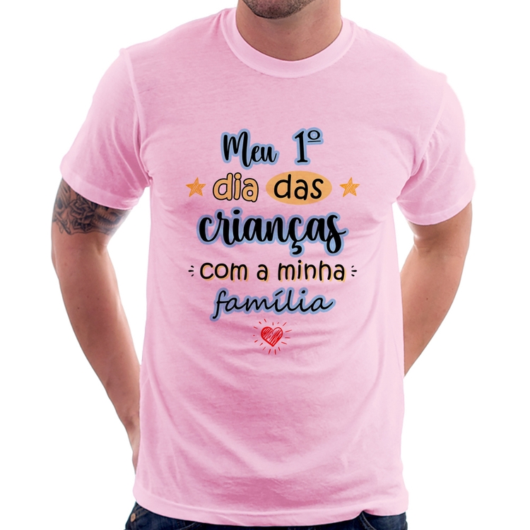 Camiseta Meu primeiro dia das crianças (azul) - Rosa Bebê