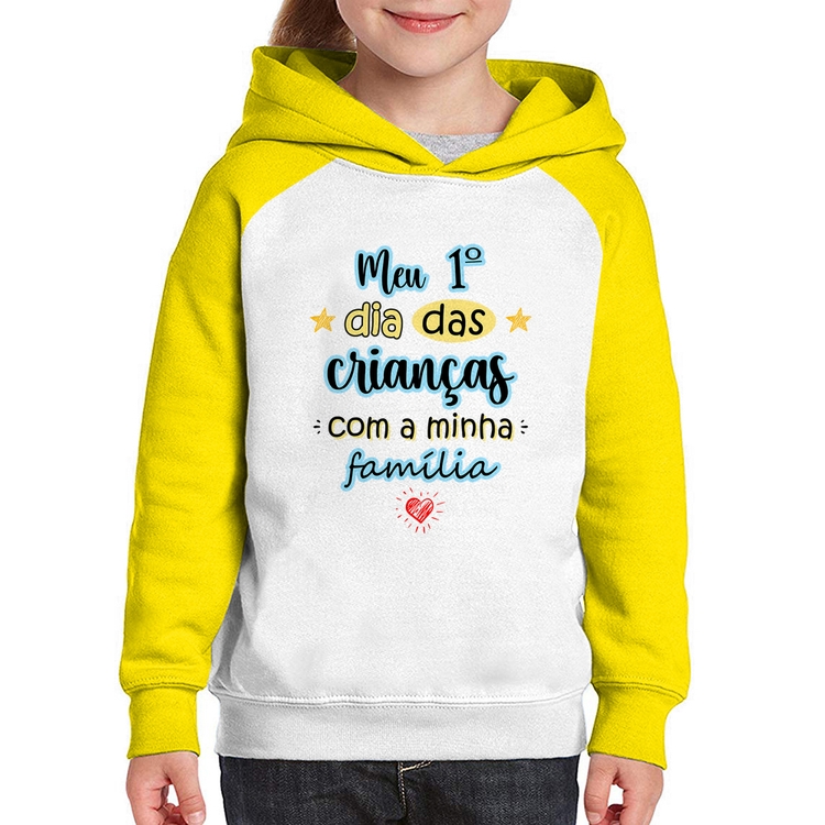 Moletom Infantil Meu primeiro dia das crianças (azul) - Branco/Amarelo