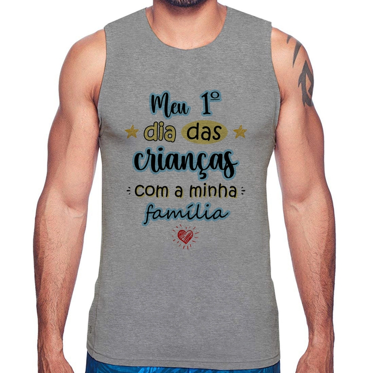 Regata Meu primeiro dia das crianças (azul) - Cinza