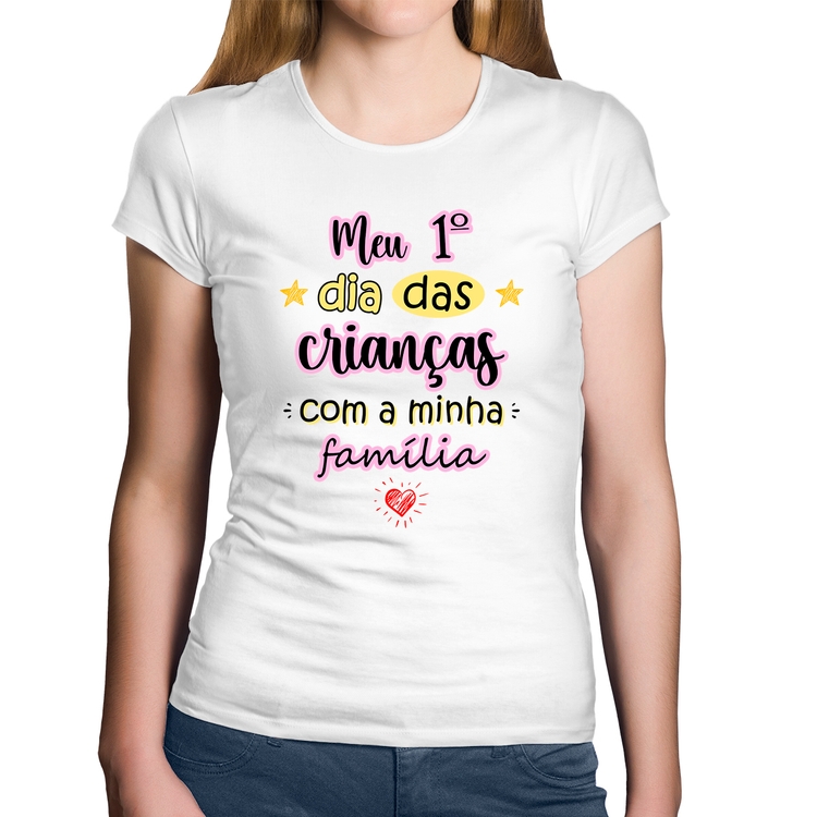 Baby Look Algodão Meu primeiro dia das crianças (rosa) - Branca