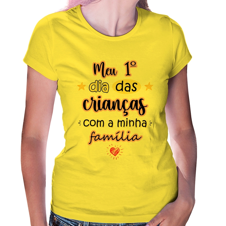 Baby Look Meu primeiro dia das crianças (rosa) - Amarela