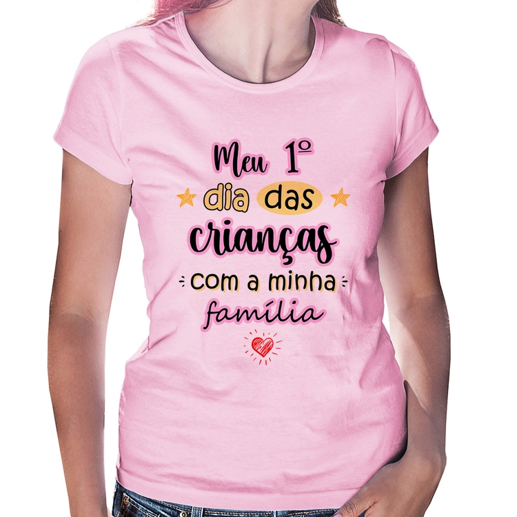 Baby Look Meu primeiro dia das crianças (rosa) - Rosa Bebê